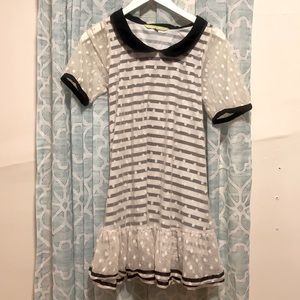 Black and White Striped and Spotted Baby Doll Dress